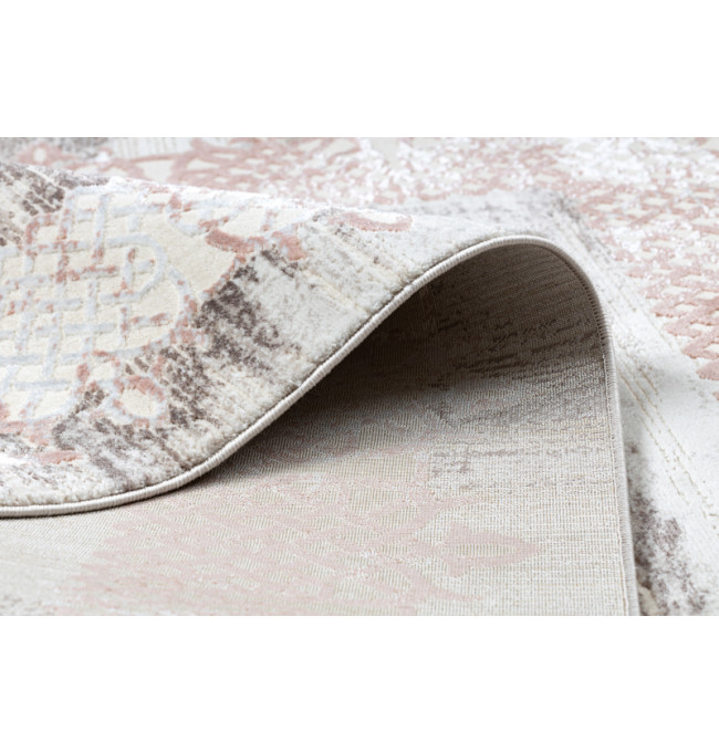 Koberec CORE W9797 Ramka, Rozeta - béžový / růžový