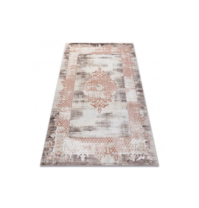 Koberec CORE W9797 Ramka, Rozeta - béžový / růžový