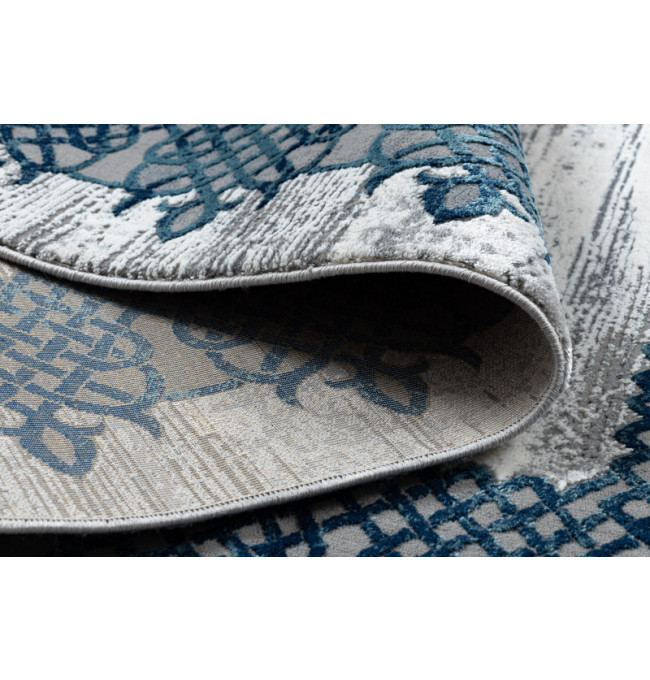 Koberec CORE W9797 Ramka, Rozeta - modrý / šedý