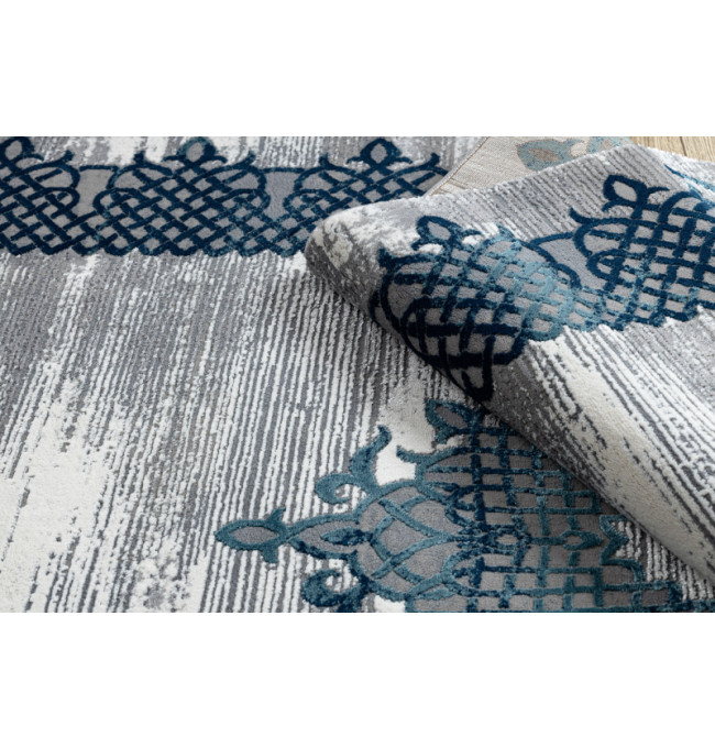 Koberec CORE W9797 Ramka, Rozeta - modrý / šedý