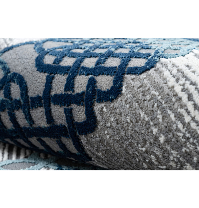 Koberec CORE W9797 Ramka, Rozeta - modrý / šedý