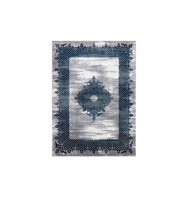 Koberec CORE W9797 Ramka, Rozeta - modrý / šedý
