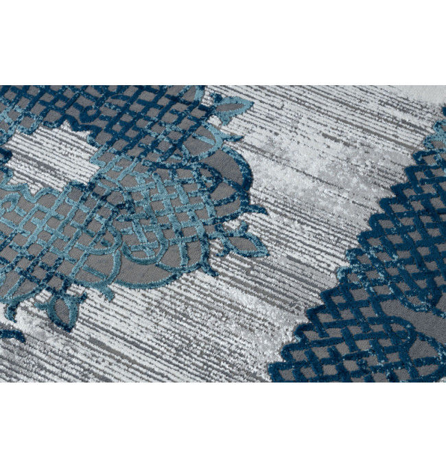 Koberec CORE W9797 Ramka, Rozeta - modrý / šedý
