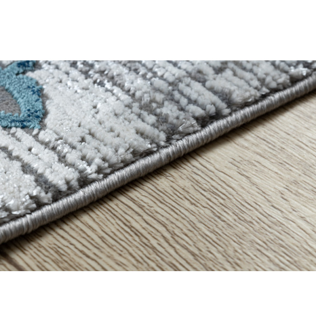 Koberec CORE W9797 Ramka, Rozeta - modrý / šedý