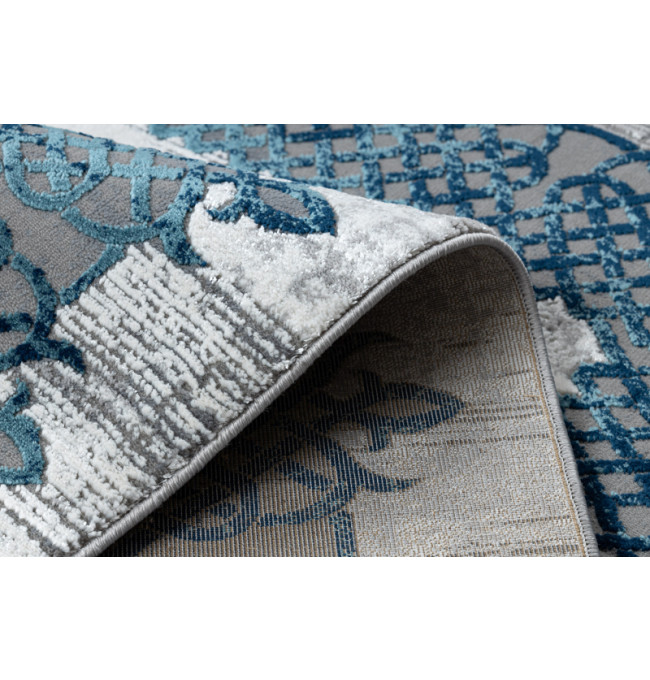 Koberec CORE W9797 Ramka, Rozeta - modrý / šedý