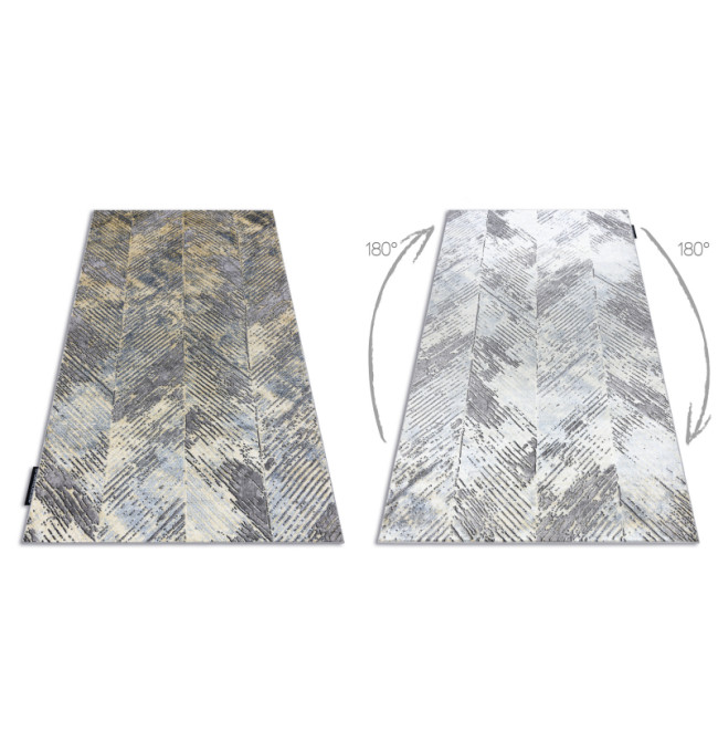 Koberec DE LUXE 2087 Jodelka Chevron vintage - zlatý / šedý