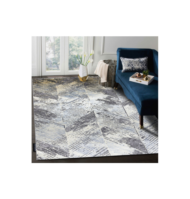 Koberec DE LUXE 2087 Jodelka Chevron vintage - zlatý / šedý