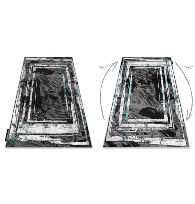 Koberec DE LUXE 619 Ramka - šedý / zelený