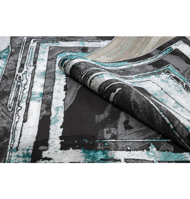 Koberec DE LUXE 619 Ramka - šedý / zelený