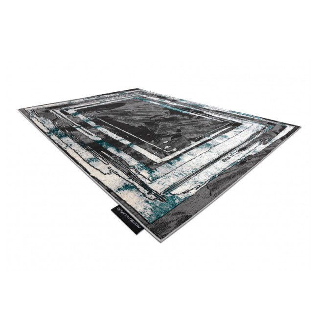 Koberec DE LUXE 619 Ramka - šedý / zelený