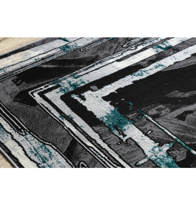 Koberec DE LUXE 619 Ramka - šedý / zelený