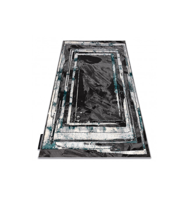 Koberec DE LUXE 619 Ramka - šedý / zelený