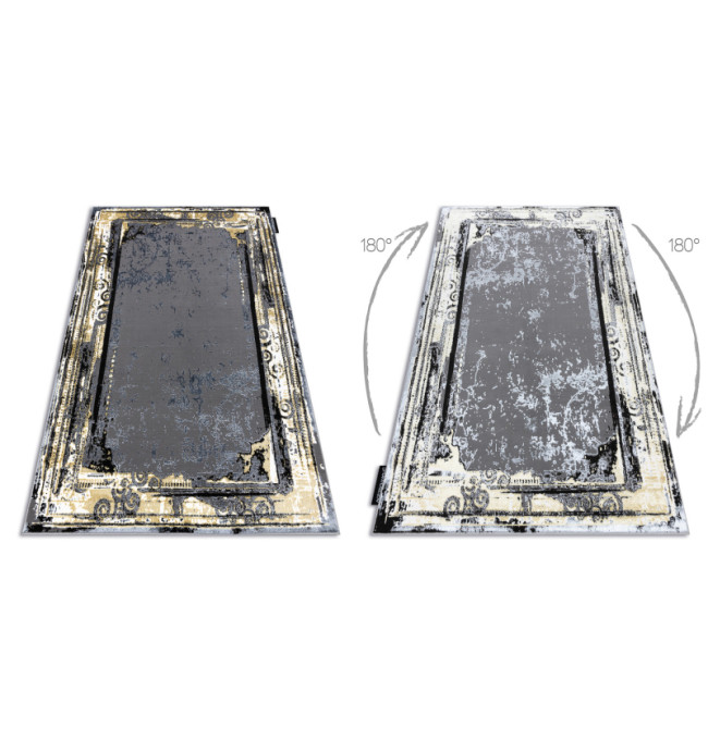 Koberec DE LUXE 628 Ornament vintage - šedý / zlatý