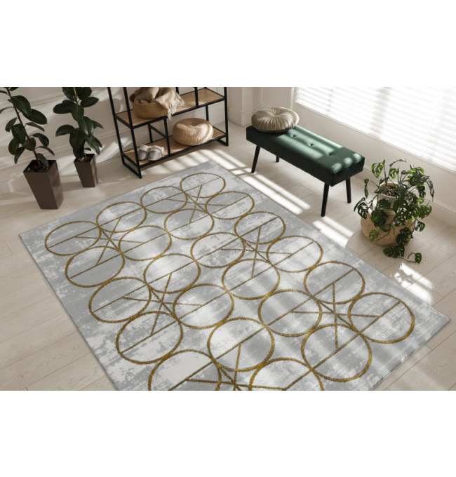 Koberec EMERALD exkluzivní 1010 glamour, styl kruhy krém/zlatý