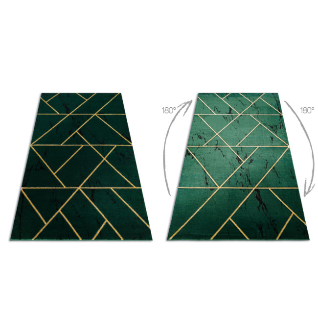 Koberec EMERALD exkluzivní 1012 glamour, styl geometrický, marmur lahvově zelený/zlatý