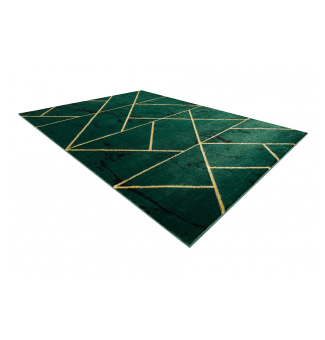 Koberec EMERALD exkluzivní 1012 glamour, styl geometrický, marmur lahvově zelený/zlatý