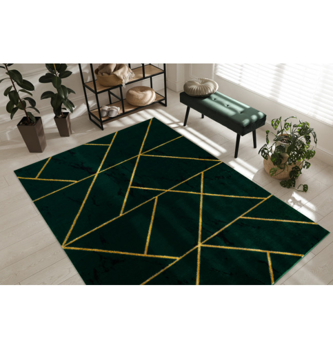 Koberec EMERALD exkluzivní 1012 glamour, styl geometrický, marmur lahvově zelený/zlatý