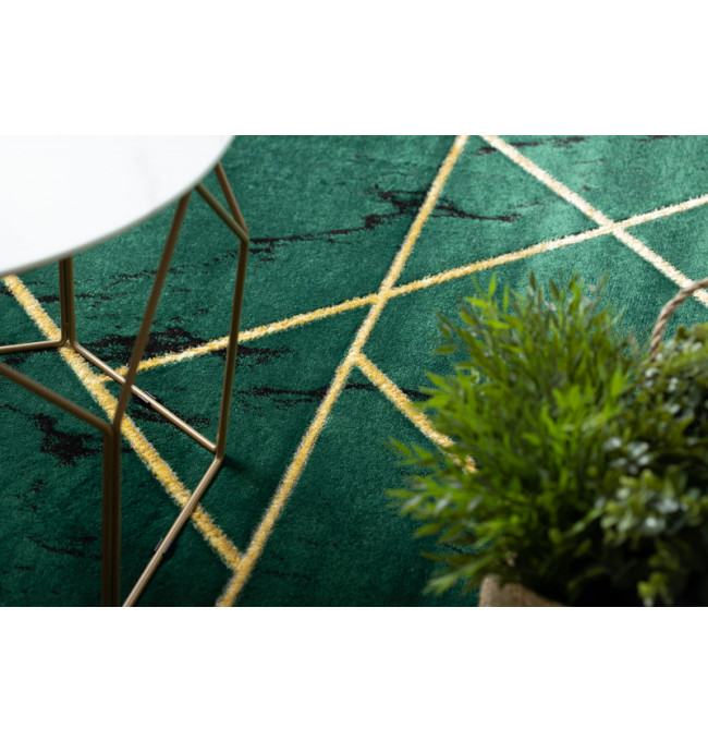 Koberec EMERALD exkluzivní 1012 glamour, styl geometrický, marmur lahvově zelený/zlatý