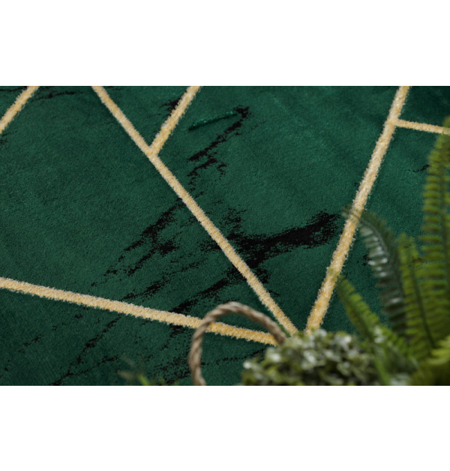 Koberec EMERALD exkluzivní 1012 glamour, styl geometrický, marmur lahvově zelený/zlatý