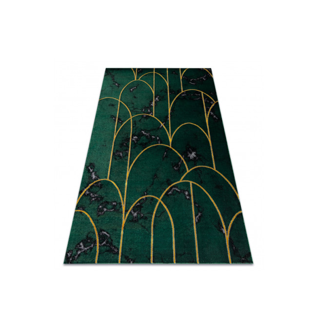 Koberec EMERALD exkluzivní 1016 glamour, styl art deco, marmur lahvově zelený / zlatý
