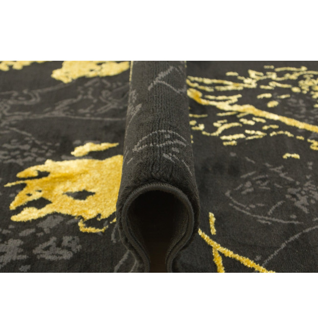 Koberec FESTIVAL 2743A Květy zlatý / černý