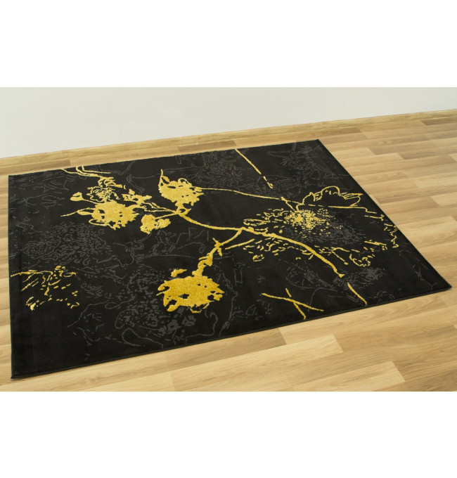 Koberec FESTIVAL 2743A Květy zlatý / černý