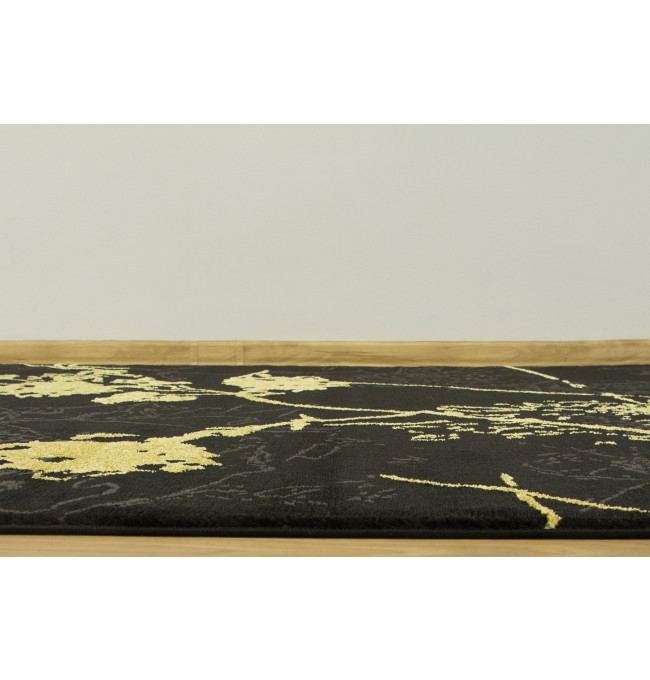 Koberec FESTIVAL 2743A Květy zlatý / černý