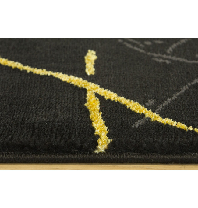 Koberec FESTIVAL 2743A Květy zlatý / černý