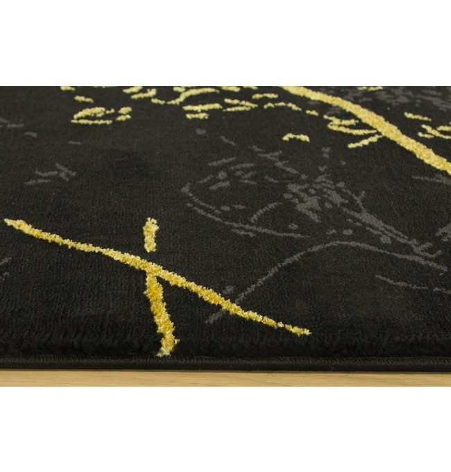 Koberec FESTIVAL 2743A Květy zlatý / černý