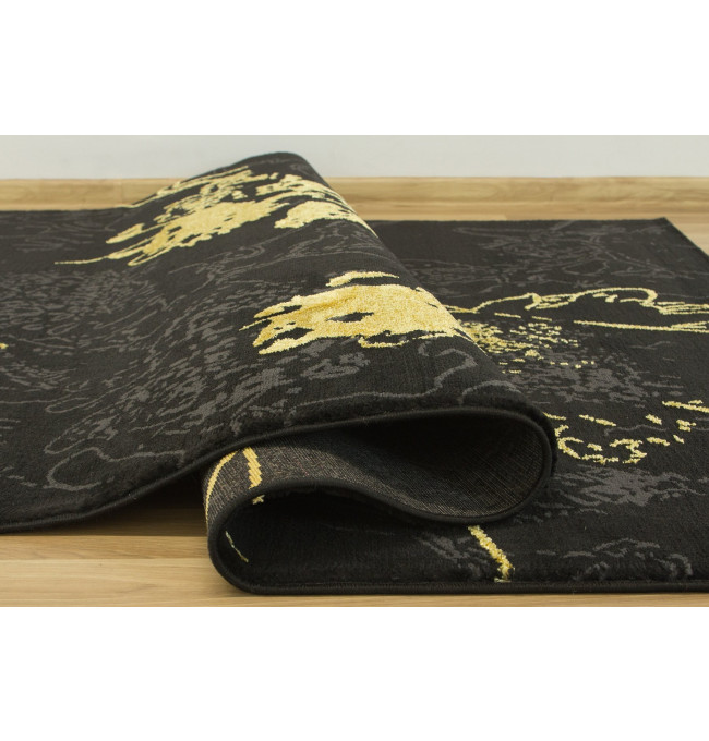 Koberec FESTIVAL 2743A Květy zlatý / černý