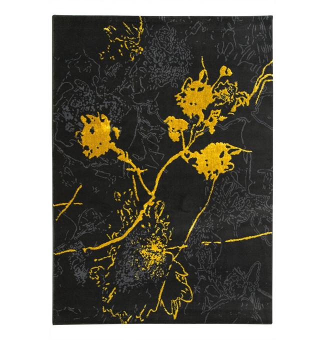 Koberec FESTIVAL 2743A Květy zlatý / černý