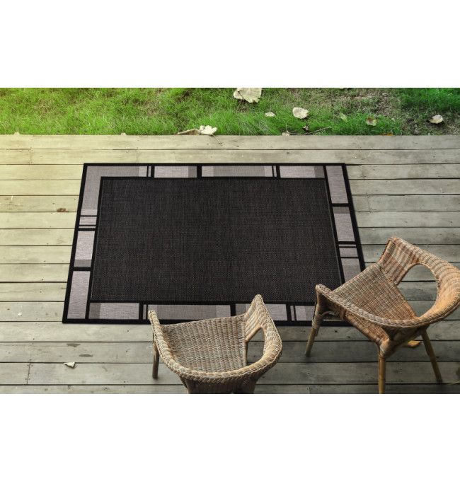 Koberec Floorlux sizal 20195 Černo/Stříbrný