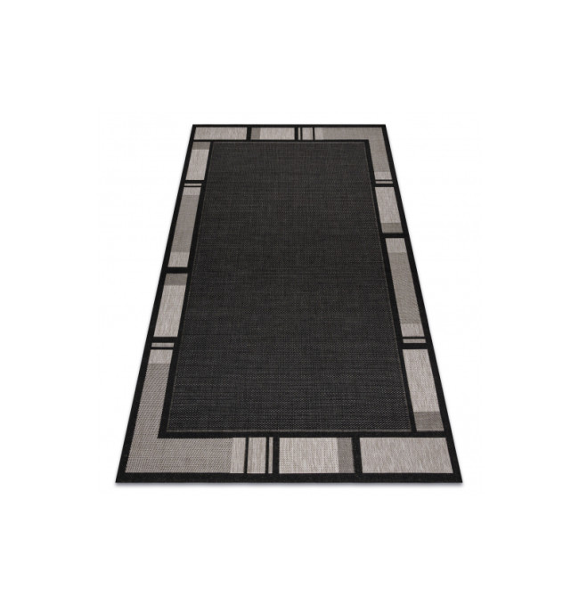 Koberec Floorlux sizal 20195 Černo/Stříbrný