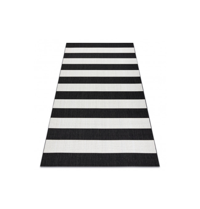 Koberec Floorlux sizal flat 48644/690 - Pásy černo bílý