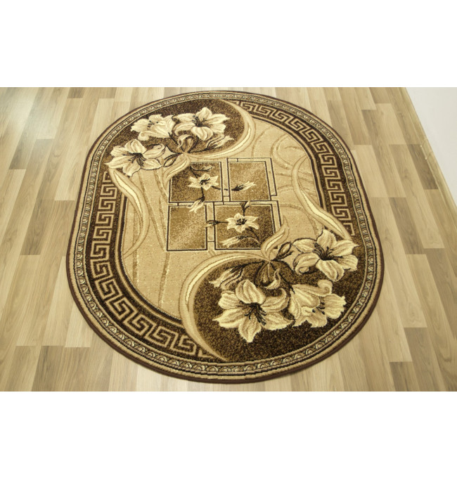 Koberec GOLD 365/12 béžový / hnědý ovál