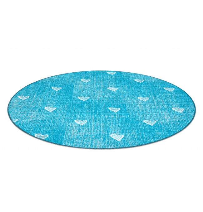 Koberec HEARTS kruh Jeans - tyrkys