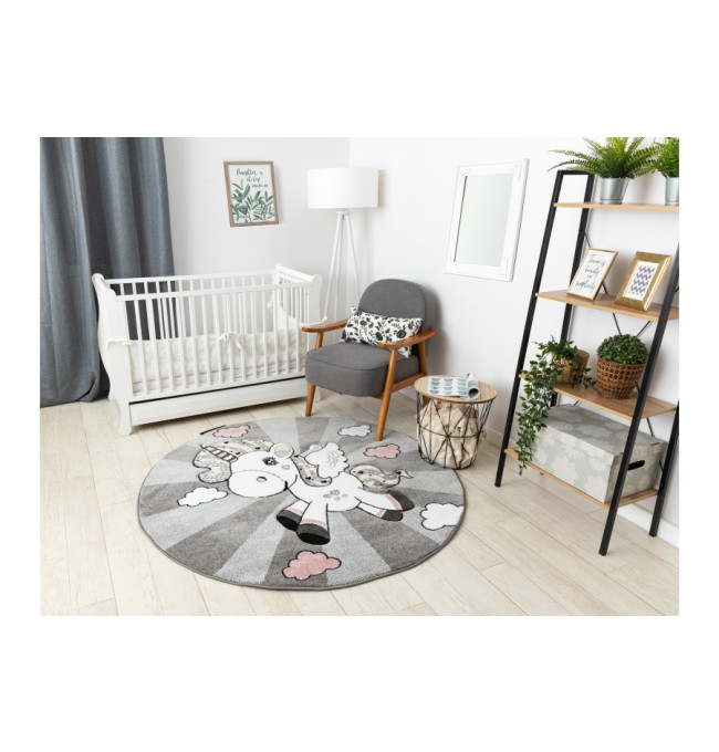Koberec KRUH PETIT UNICORN JEDNOROŽEC šedý