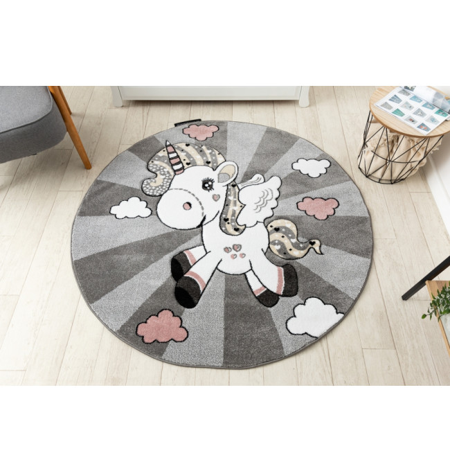 Koberec KRUH PETIT UNICORN JEDNOROŽEC šedý