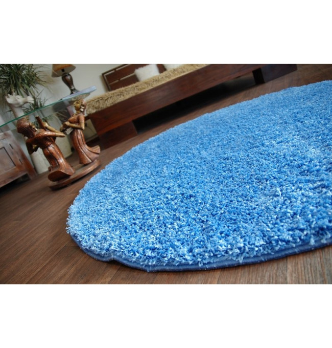 Koberec kruh SHAGGY modrý
