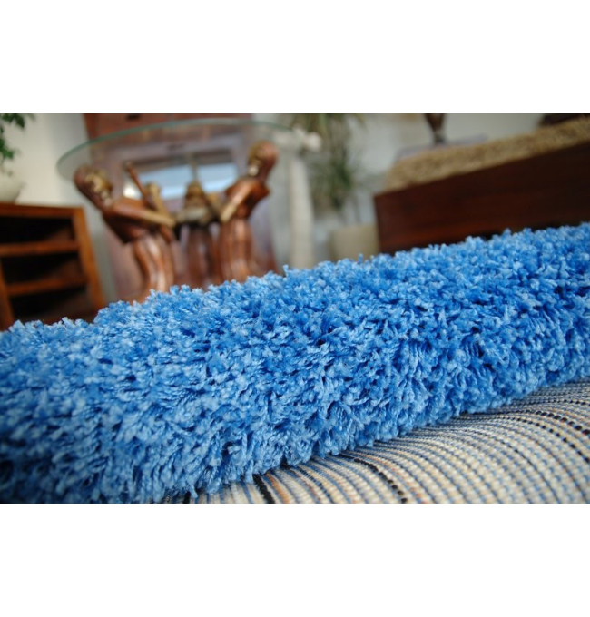 Koberec kruh SHAGGY modrý