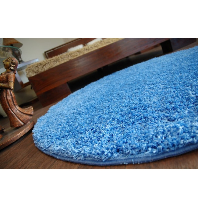 Koberec kruh SHAGGY modrý