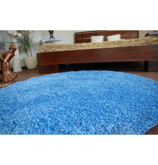 Koberec kruh SHAGGY modrý