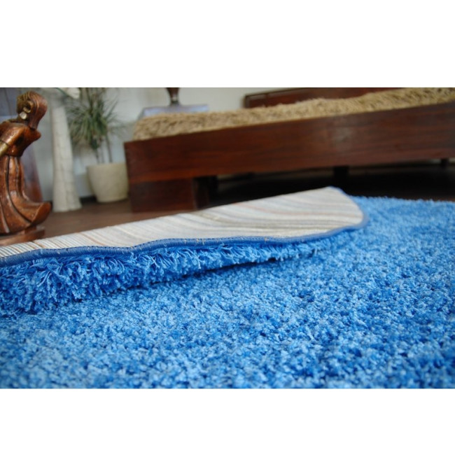 Koberec kruh SHAGGY modrý