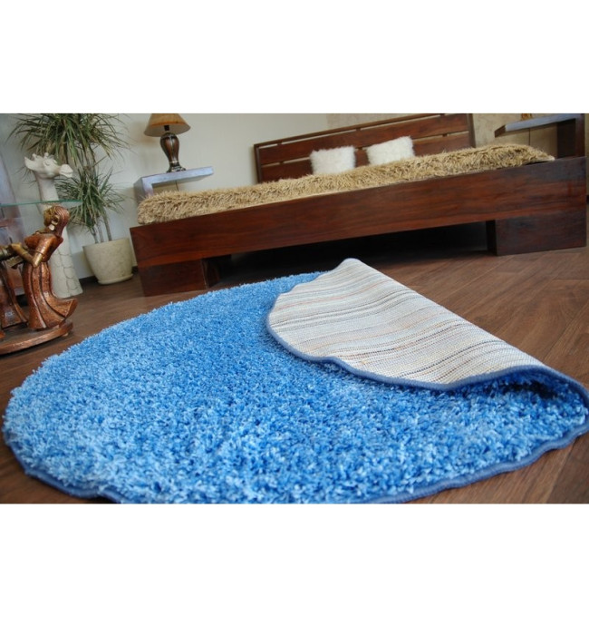Koberec kruh SHAGGY modrý