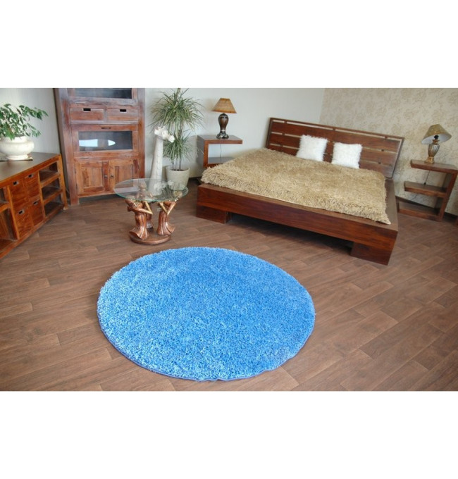 Koberec kruh SHAGGY modrý