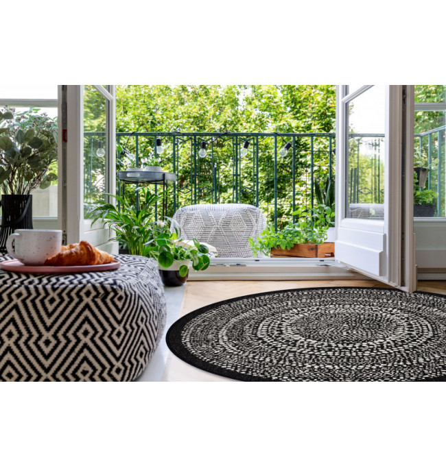 Koberec kruh SIZAL FLAT 48834690 černý