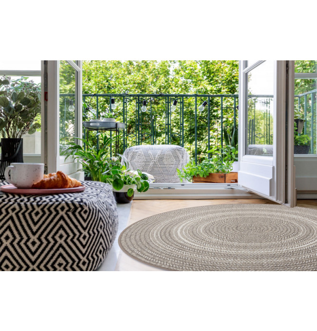 Koberec kruh SIZAL FLAT 48837686 Boho, cop - béžový