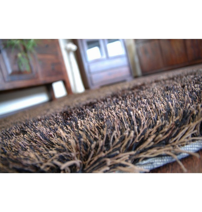 Koberec Love shaggy černý/braz 120 cm kruh