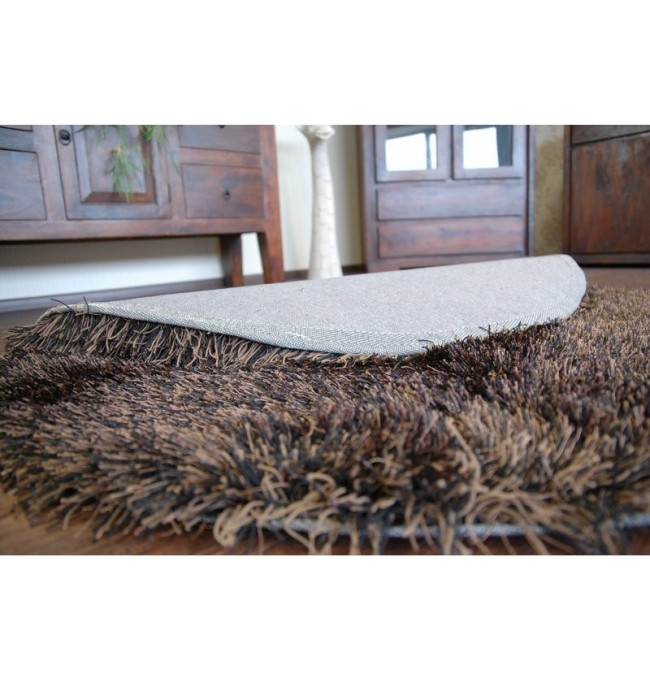 Koberec Love shaggy černý/braz 120 cm kruh