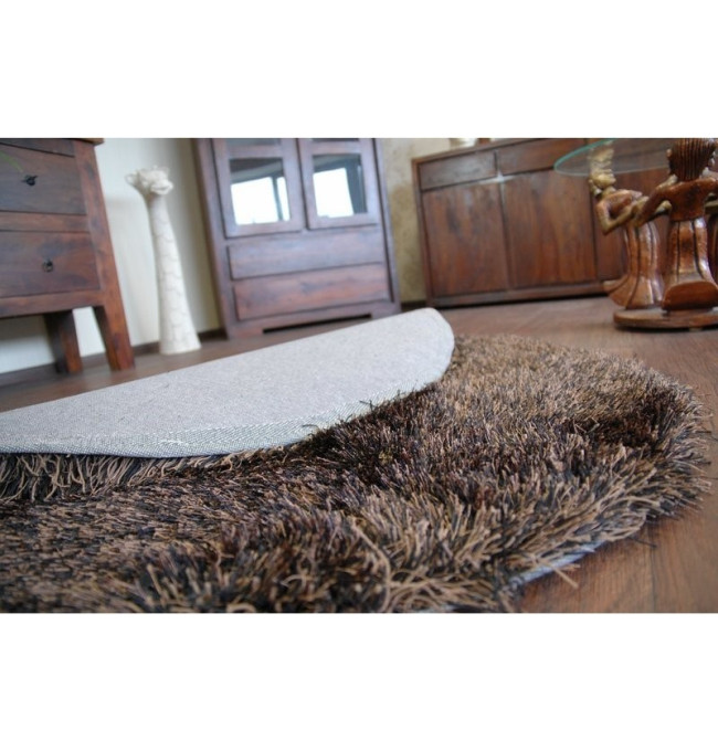 Koberec Love shaggy černý/braz 120 cm kruh